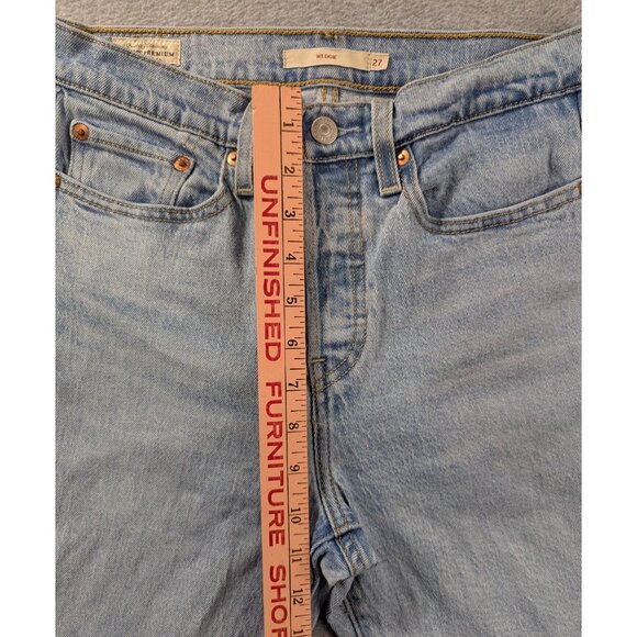 Levis Wedgie Icon Fit Jeans Womens 27 Light Wash High Rise Button Fly Raw Hem - Picture 6 of 16